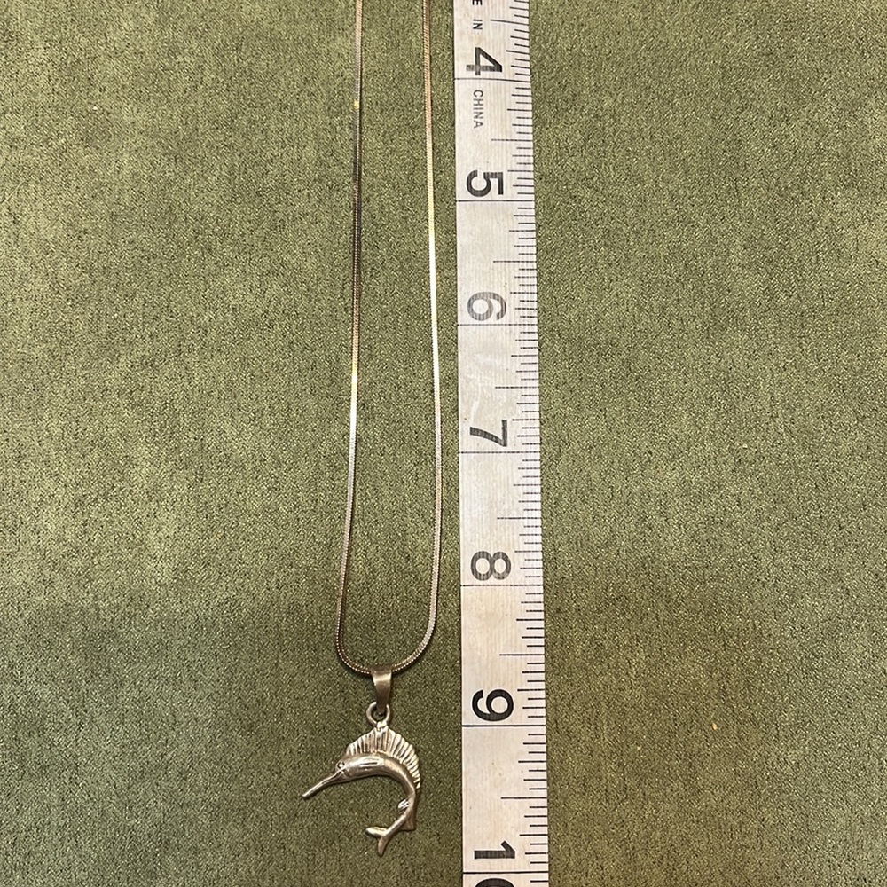 Taxco Sterling Silver Sailfish Pendant and Chain ~ Approximately 17 Inches - Picture 5 of 5